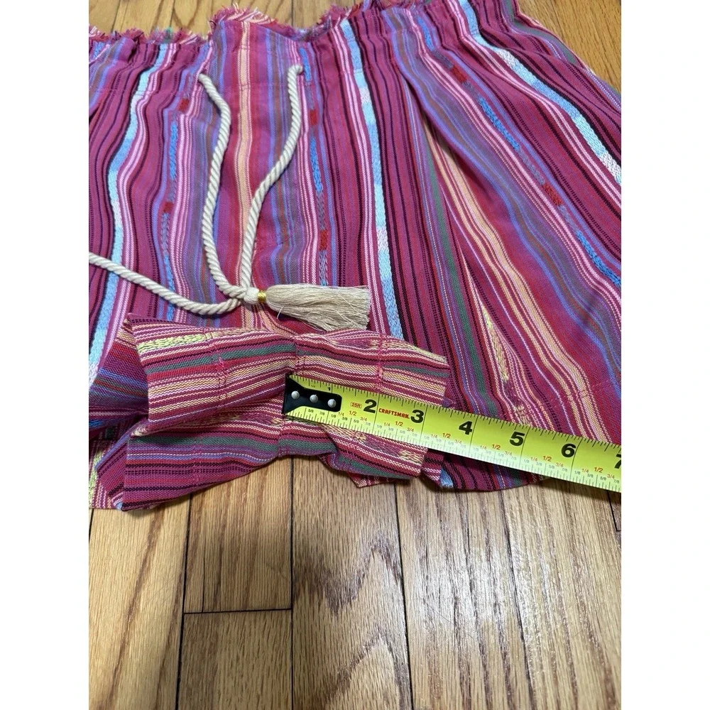 By Anthropologie Tasseled Paperbag Pink Stripe Shorts Size Large